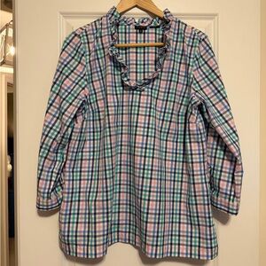 Talbots Multicolor Checkered Blouse Non Iron EUC 100% Cotton